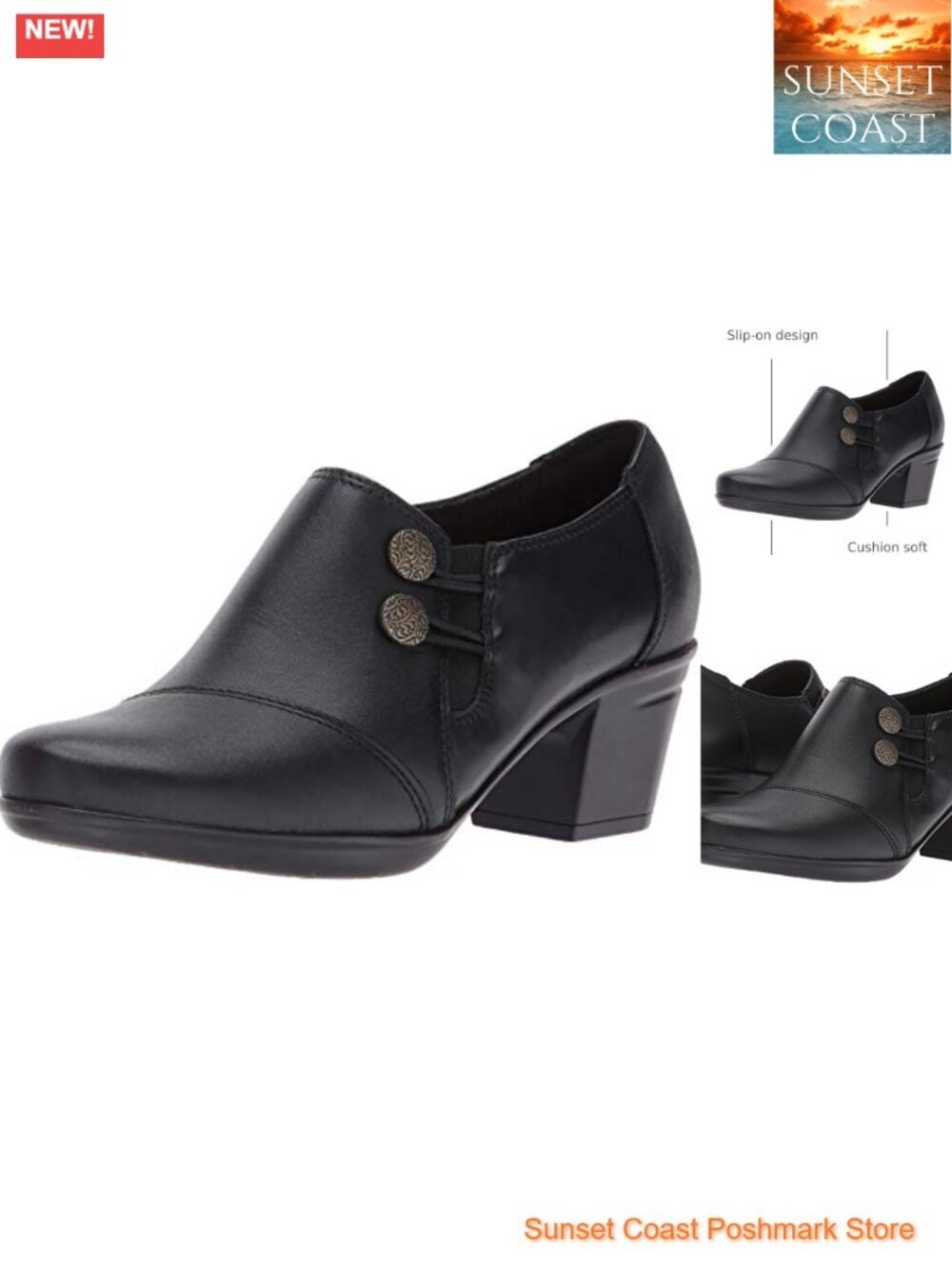 Clarks Emslie Warren Zipper Ankle Boot Ortholite Cushion Soft